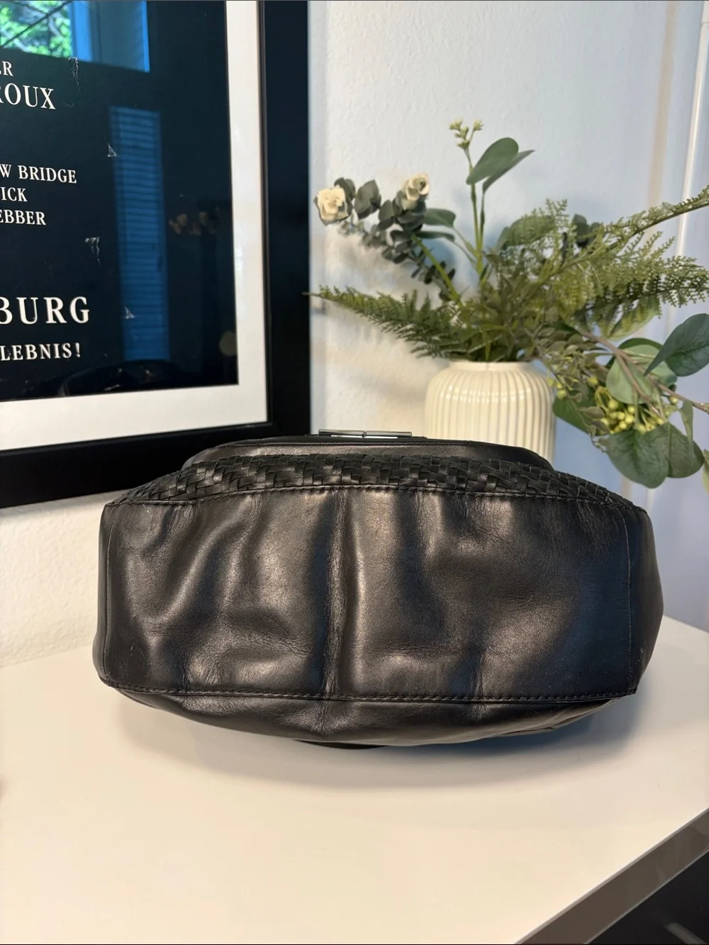Coach Kristin Woven Leather Round Satchel